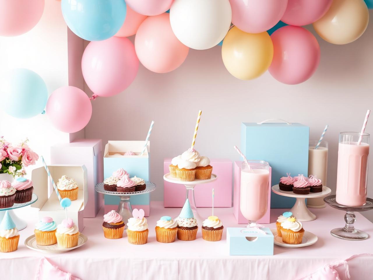 Dessert party table with balloons